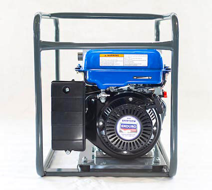 YAMAHA EFFP75TW PUMP - TOUGH:
Coupled to a closed type, twin -brass/bronze impeller, lightweight aluminium cast housing, energised by the Yamaha 5.5hp engine. This is a super 9-bar pressure pump, forcing 470 litres of water per minute at 95 meters total delivery head. 